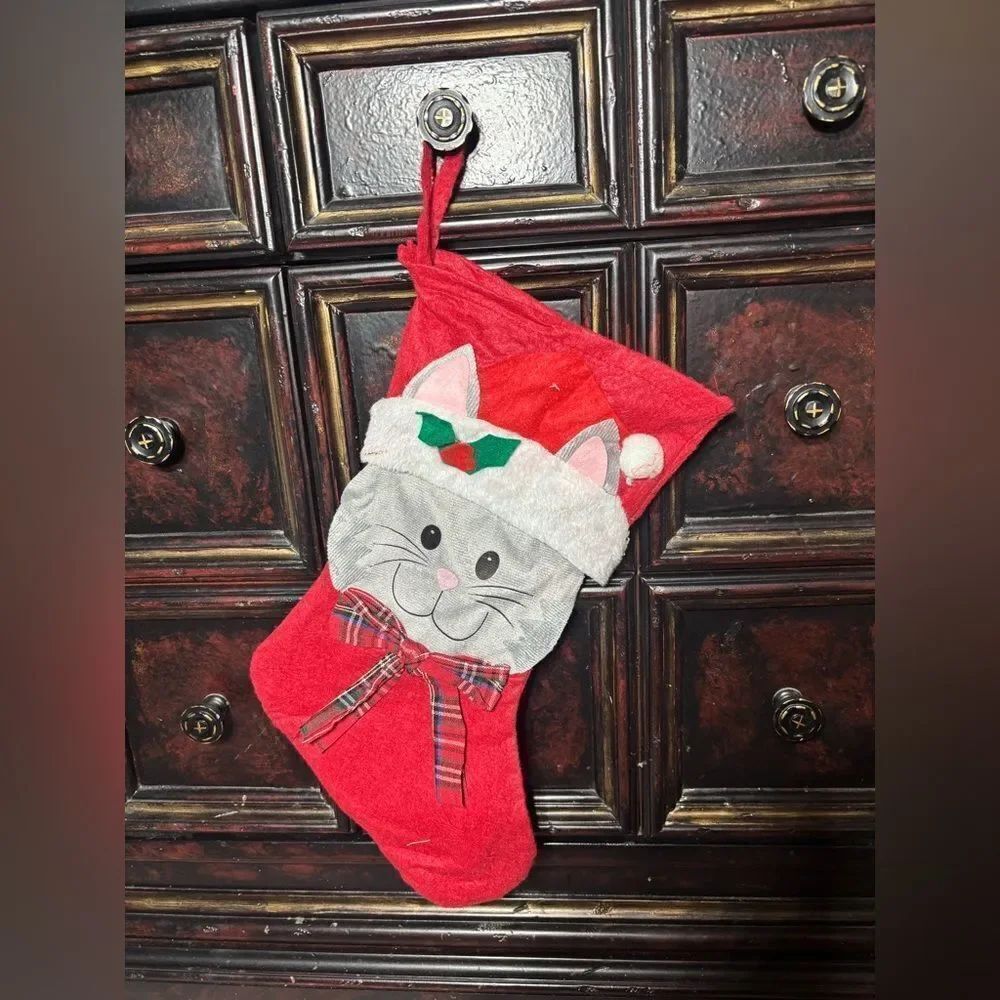 ☃️❄️☃️ New Red Christmas Kitty Cat Stocking
